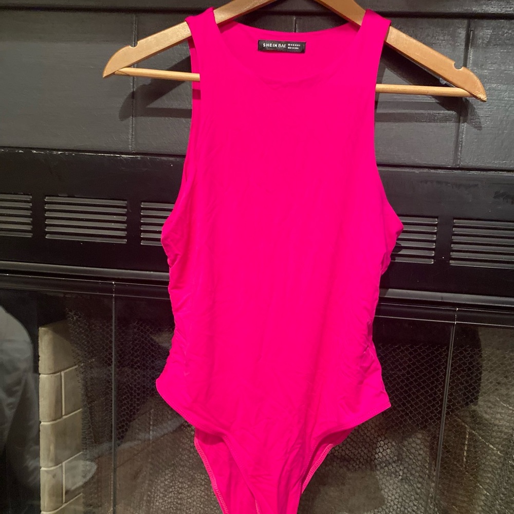 SHEIN hot pink body suit, double lined, size med